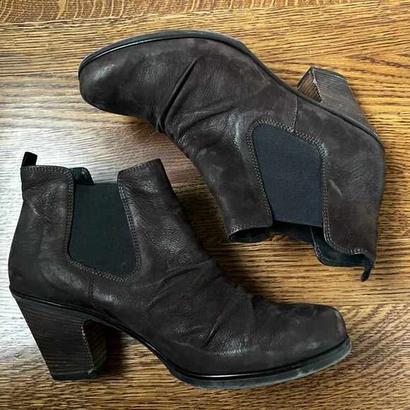 PAUL GREEN Suede Nubuck Leather Slouchy Chelsea Boots Ankle Heeled Luxury 5.5