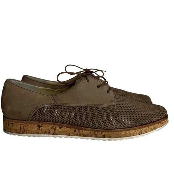 Paul Green Tan Suede Lace Up Flats