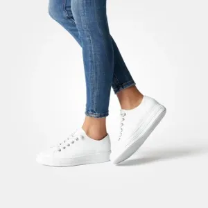 Paul Green Women’s Us 9 Hadley Luxury No Tie White Leather Sneakers