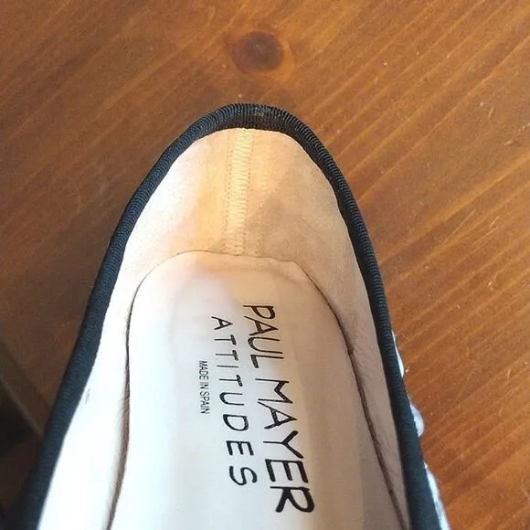 Paul Mayer “Attitudes&quot; Ballet Flats, Size 7.5, Black &amp; Silver