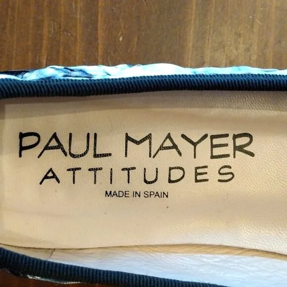 Paul Mayer “Attitudes&quot; Ballet Flats, Size 7.5, Black &amp; Silver