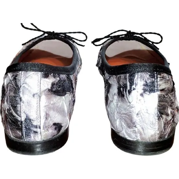 Paul Mayer “Attitudes&quot; Ballet Flats, Size 7.5, Black &amp; Silver
