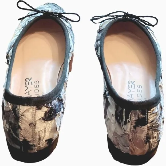 Paul Mayer “Attitudes&quot; Ballet Flats, Size 7.5, Black &amp; Silver