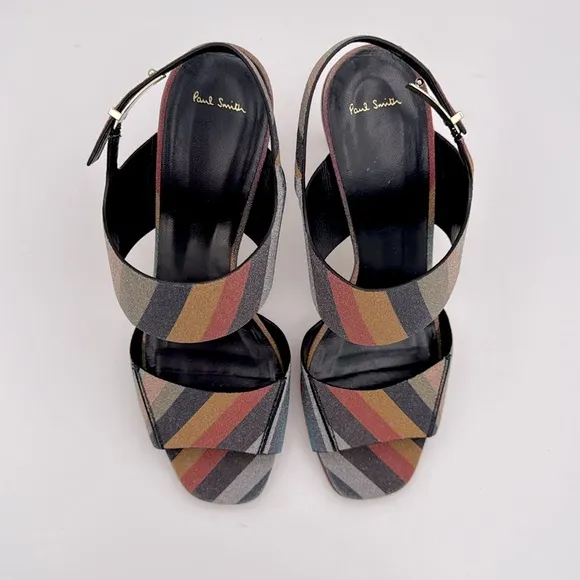Paul Smith- Women's glitter swirl Quince heeled leather Sandals ankle strap 9/40