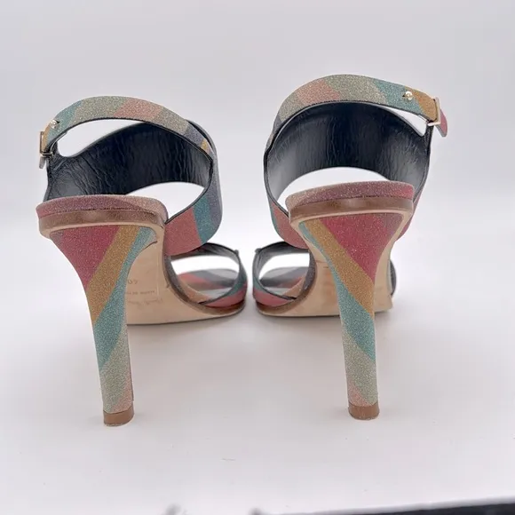 Paul Smith- Women's glitter swirl Quince heeled leather Sandals ankle strap 9/40