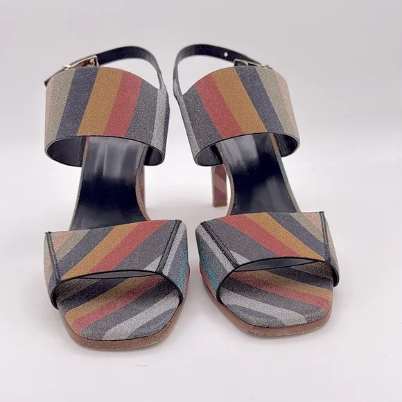 Paul Smith- Women's glitter swirl Quince heeled leather Sandals ankle strap 9/40