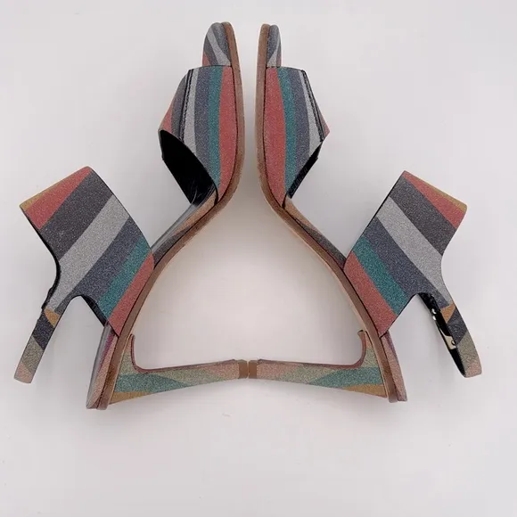 Paul Smith- Women's glitter swirl Quince heeled leather Sandals ankle strap 9/40