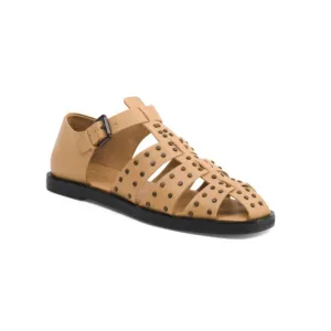 PAULA TORRES Beige Made In Brazil Leather Talin Flats