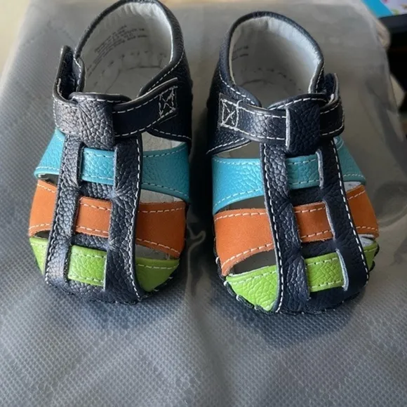Pediped Navy Blue Colorful Strap Sandals Size 2.5-3 0-6M NWOT