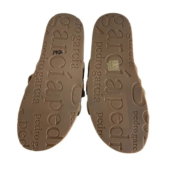 Pedro Garcia Alani Castoro Tan 3 Strap Slide Sandals, Size 37 NWOB
