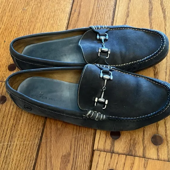 Peter Millar Catalina Driving Loafers Blue Suede Old Money Shoes Size 11.5