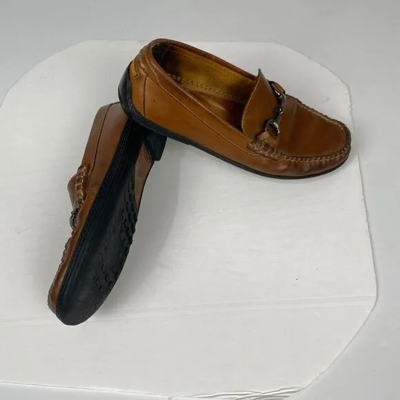 Peter Millar Crown Bit Brown Leather Horse Bit Driving Loafers Men's Size 9 M