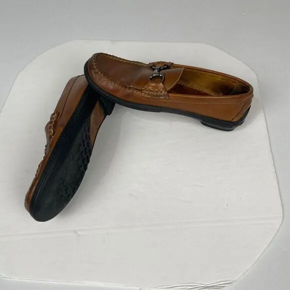 Peter Millar Crown Bit Brown Leather Horse Bit Driving Loafers Men's Size 9 M