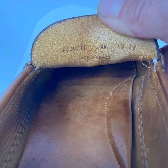 Peter Millar Crown Bit Brown Leather Horse Bit Driving Loafers Men's Size 9 M