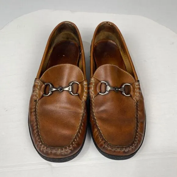 Peter Millar Crown Bit Brown Leather Horse Bit Driving Loafers Men's Size 9 M