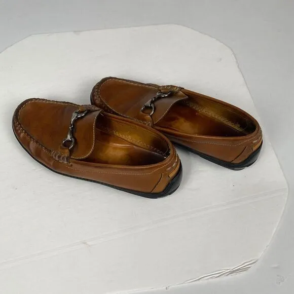 Peter Millar Crown Bit Brown Leather Horse Bit Driving Loafers Men's Size 9 M