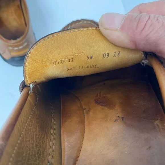 Peter Millar Crown Bit Brown Leather Horse Bit Driving Loafers Men's Size 9 M