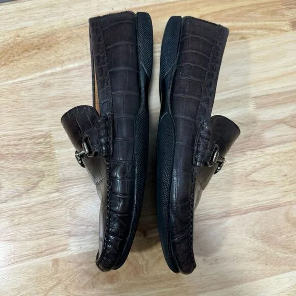Peter Millar Mens Horse Bit Leather‎ Loafers Sz 9.5 Brown Driving Shoes Slip On