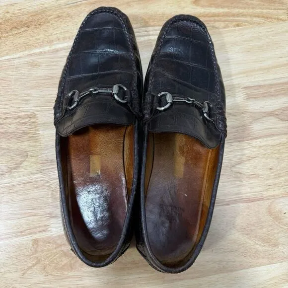 Peter Millar Mens Horse Bit Leather‎ Loafers Sz 9.5 Brown Driving Shoes Slip On