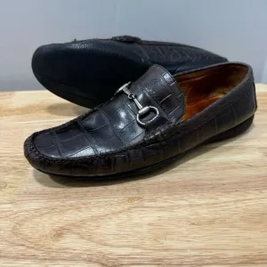 Peter Millar Mens Horse Bit Leather‎ Loafers Sz 9.5 Brown Driving Shoes Slip On