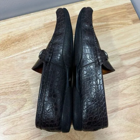 Peter Millar Mens Horse Bit Leather‎ Loafers Sz 9.5 Brown Driving Shoes Slip On