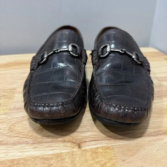 Peter Millar Mens Horse Bit Leather‎ Loafers Sz 9.5 Brown Driving Shoes Slip On