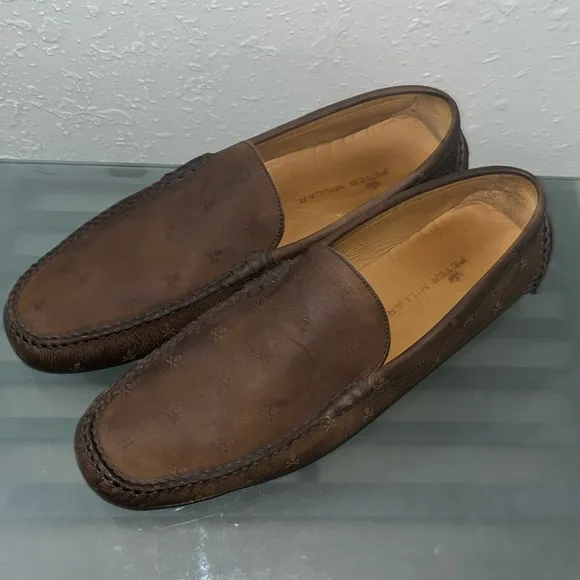 Peter Millar Rare skulls/crossbones leather driving loafers