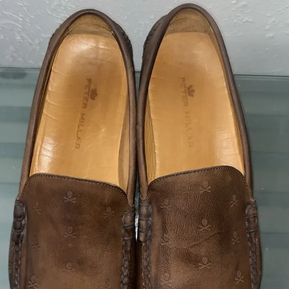 Peter Millar Rare skulls/crossbones leather driving loafers