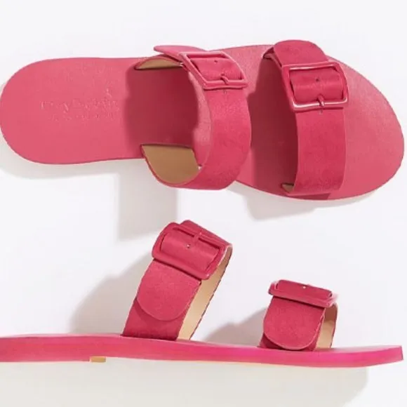 Pink Anthropologie Farylrobin Suede Slip On Slides Sandals, NWT