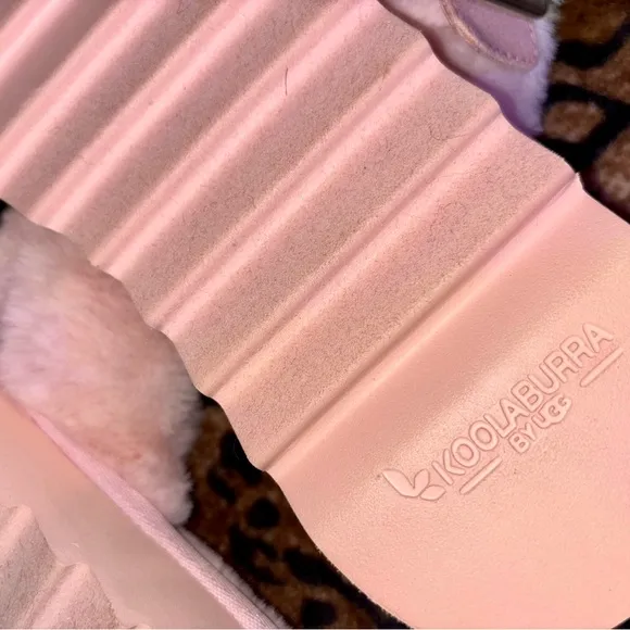 Pink Fuzzy Slide Sandals Koolaburra