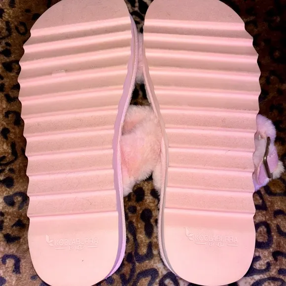 Pink Fuzzy Slide Sandals Koolaburra