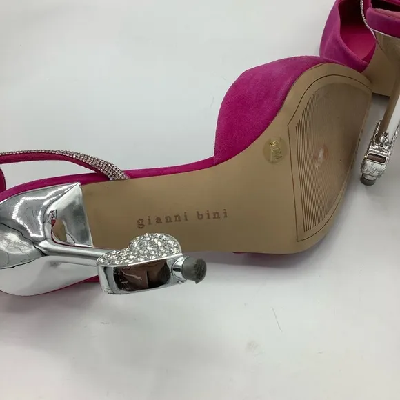 Pink High-Heeled Sandals with Ankle Strap and Peep-Toe