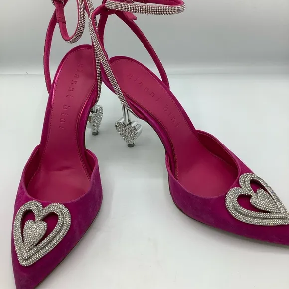 Pink High-Heeled Sandals with Ankle Strap and Peep-Toe