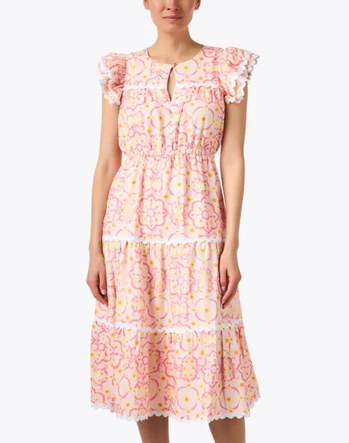 Pink Medallion Print Ric Rac Dress