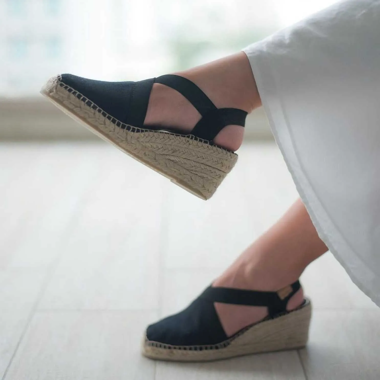 Plain Linen Wedge Espadrille for Women - Ter