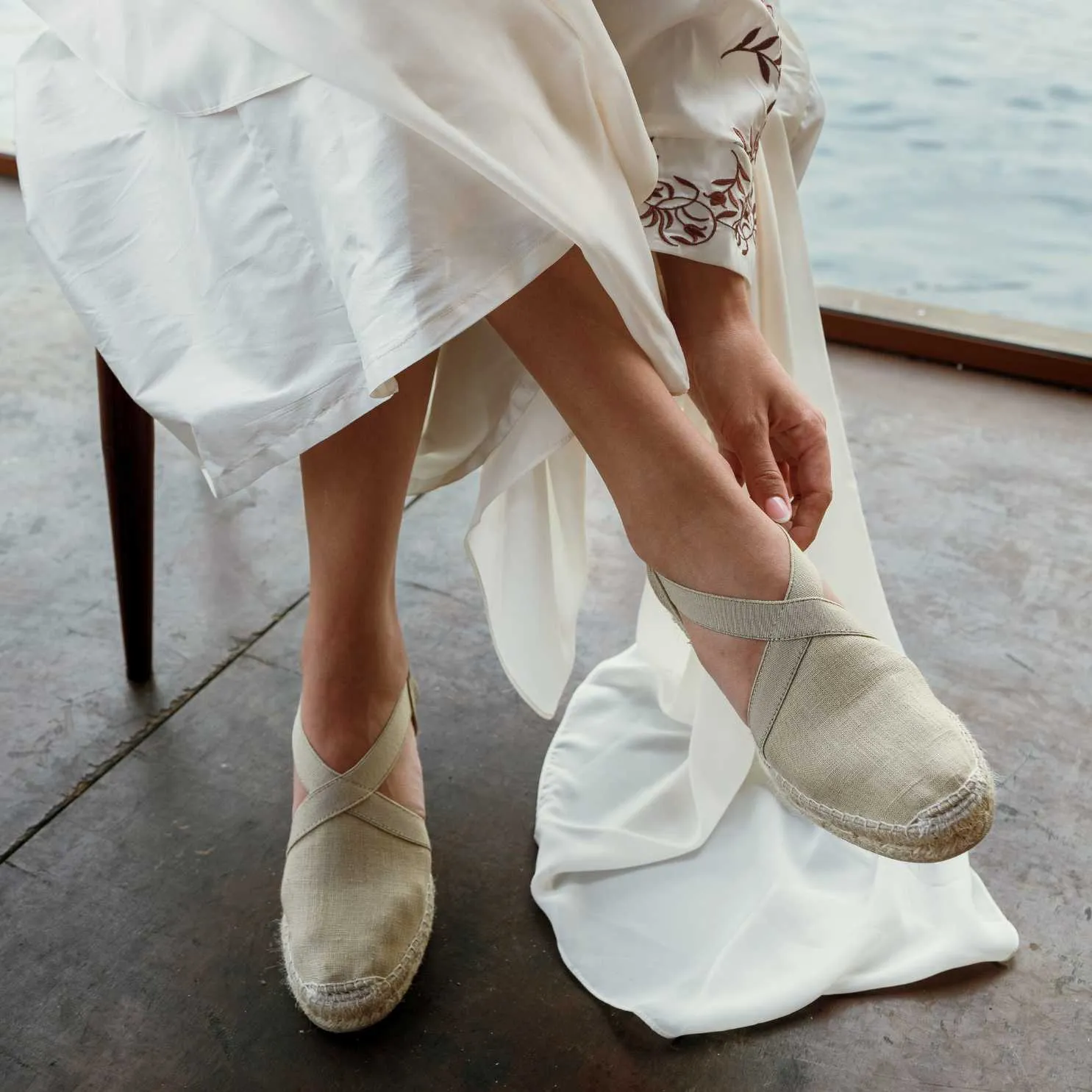 Plain Linen Wedge Espadrille for Women - Ter