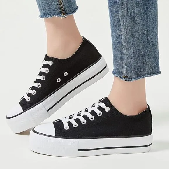 Platform Canvas Low Top Sneakers