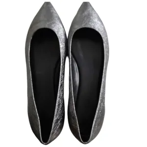 Pointed Toe Flats Metallic Silver Dressy Comfortable Shoes - Size Unknown