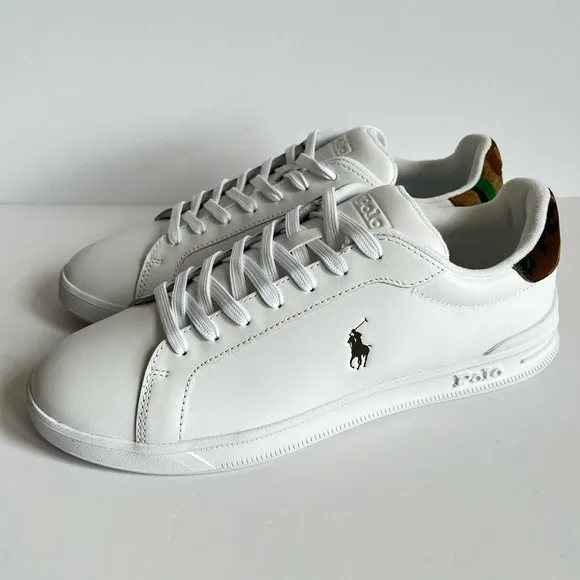 Polo Ralph Lauren Heritage Court II Low Top White Camo Sneakers Men's Size 10