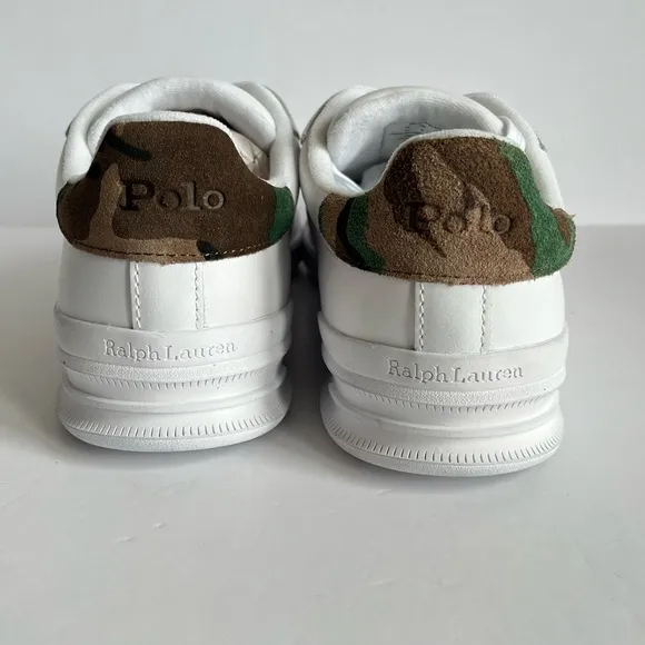 Polo Ralph Lauren Heritage Court II Low Top White Camo Sneakers Men's Size 10