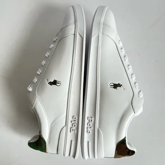 Polo Ralph Lauren Heritage Court II Low Top White Camo Sneakers Men's Size 10