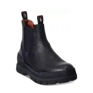 Polo Ralph Lauren Men's Oslo Tumbled Leather Chelsea Boots, Black, Size 11.5D