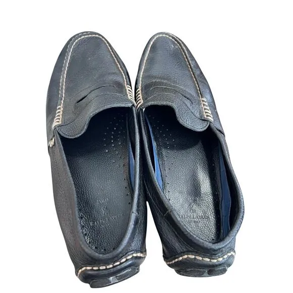 Polo Ralph Lauren Telly II Men's Black Leather Driving Loafers Size 10.5 M