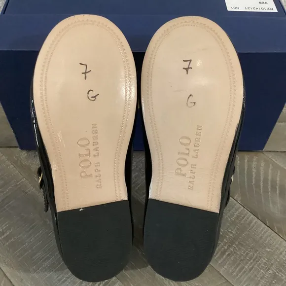 POLO RALPH LAUREN Toddler Girls Kinslee Leather Flats, size 7