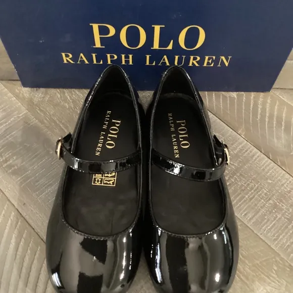 POLO RALPH LAUREN Toddler Girls Kinslee Leather Flats, size 7