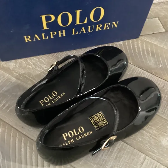 POLO RALPH LAUREN Toddler Girls Kinslee Leather Flats, size 7