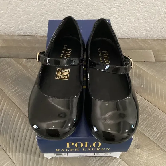 POLO RALPH LAUREN Toddler Girls Kinslee Leather Flats, size 7