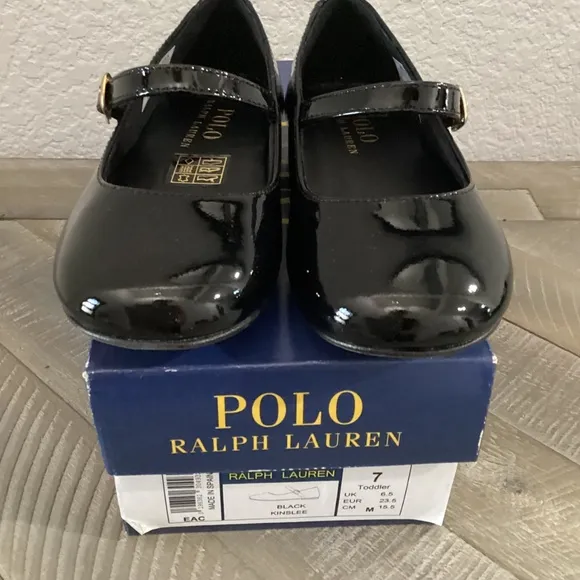 POLO RALPH LAUREN Toddler Girls Kinslee Leather Flats, size 7