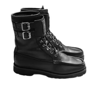 Polo Ralph Lauren Wolcott Black Oiled Leather Boots Sz 9‎