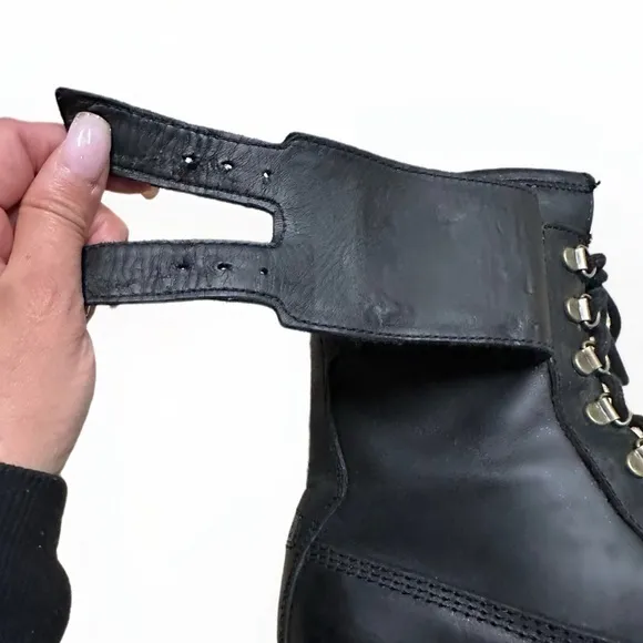 Polo Ralph Lauren Wolcott Black Oiled Leather Boots Sz 9‎